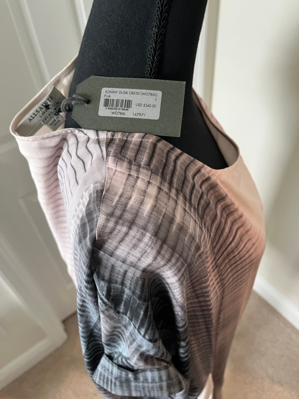 AllSaints Silk Pink and Gray Ombre Stripe Tunic Dress - Picture 8 of 12